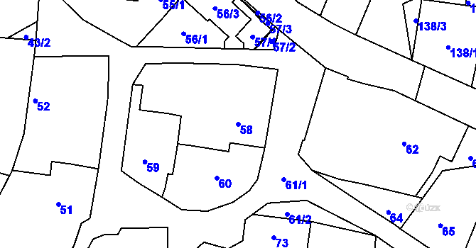 Parcela st. 58 v KÚ Lípa nad Dřevnicí, Katastrální mapa