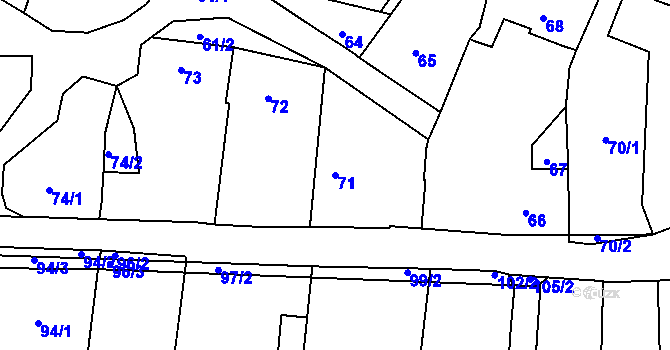 Parcela st. 71 v KÚ Lípa nad Dřevnicí, Katastrální mapa