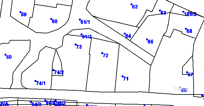 Parcela st. 72 v KÚ Lípa nad Dřevnicí, Katastrální mapa