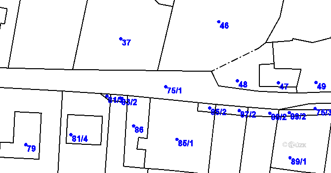Parcela st. 75/1 v KÚ Lípa nad Dřevnicí, Katastrální mapa