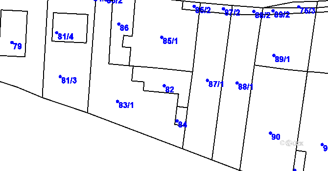 Parcela st. 82 v KÚ Lípa nad Dřevnicí, Katastrální mapa