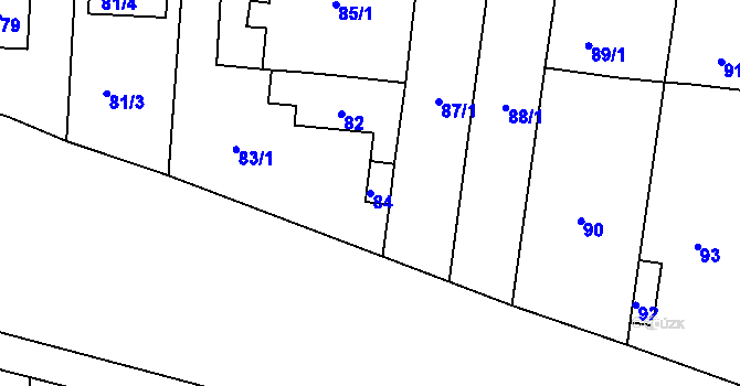 Parcela st. 84 v KÚ Lípa nad Dřevnicí, Katastrální mapa
