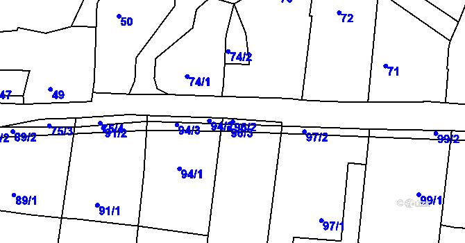 Parcela st. 96/2 v KÚ Lípa nad Dřevnicí, Katastrální mapa