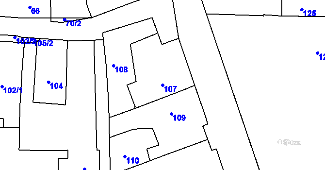 Parcela st. 107 v KÚ Lípa nad Dřevnicí, Katastrální mapa