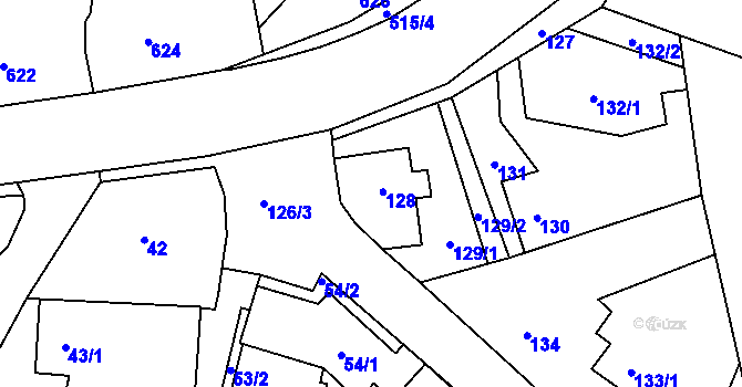 Parcela st. 128 v KÚ Lípa nad Dřevnicí, Katastrální mapa
