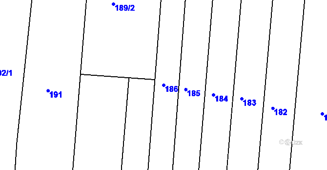 Parcela st. 186 v KÚ Lípa nad Dřevnicí, Katastrální mapa