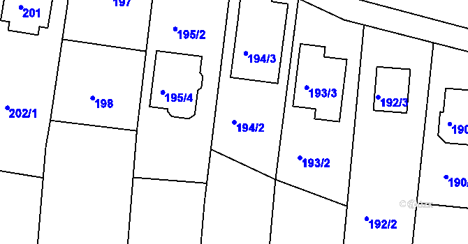 Parcela st. 194/2 v KÚ Lípa nad Dřevnicí, Katastrální mapa