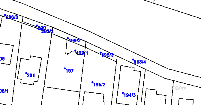 Parcela st. 195/3 v KÚ Lípa nad Dřevnicí, Katastrální mapa