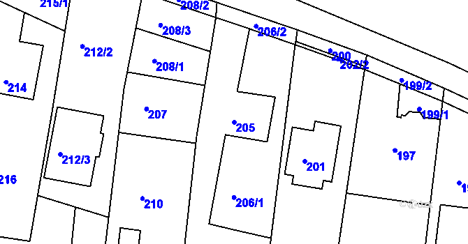 Parcela st. 205 v KÚ Lípa nad Dřevnicí, Katastrální mapa
