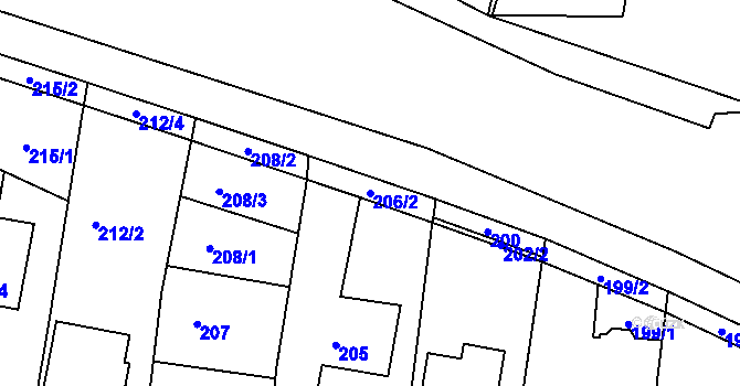Parcela st. 206/2 v KÚ Lípa nad Dřevnicí, Katastrální mapa