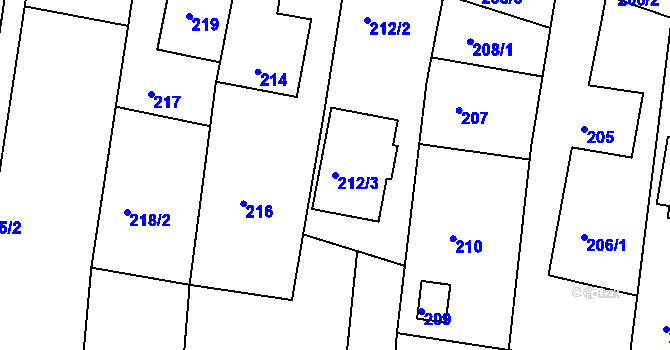 Parcela st. 212/3 v KÚ Lípa nad Dřevnicí, Katastrální mapa