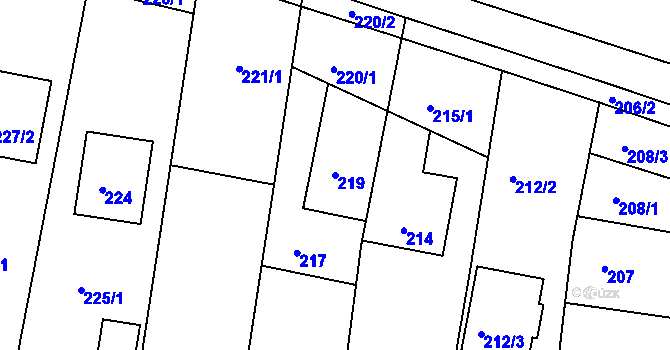 Parcela st. 219 v KÚ Lípa nad Dřevnicí, Katastrální mapa