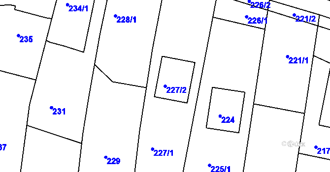 Parcela st. 227/2 v KÚ Lípa nad Dřevnicí, Katastrální mapa
