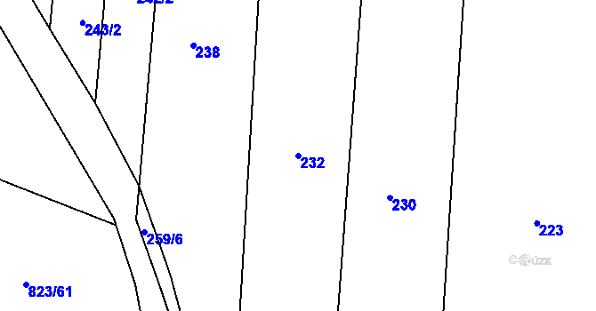 Parcela st. 232 v KÚ Lípa nad Dřevnicí, Katastrální mapa