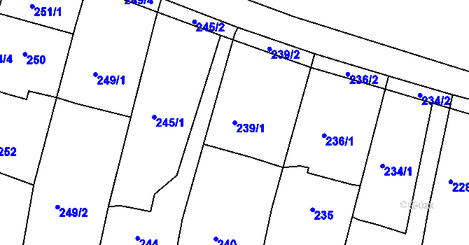 Parcela st. 239/1 v KÚ Lípa nad Dřevnicí, Katastrální mapa