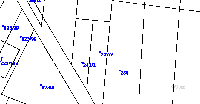 Parcela st. 242/2 v KÚ Lípa nad Dřevnicí, Katastrální mapa