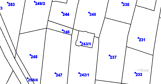 Parcela st. 243/1 v KÚ Lípa nad Dřevnicí, Katastrální mapa