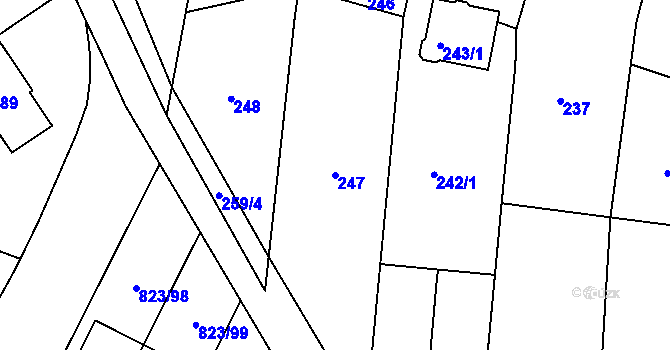 Parcela st. 247 v KÚ Lípa nad Dřevnicí, Katastrální mapa