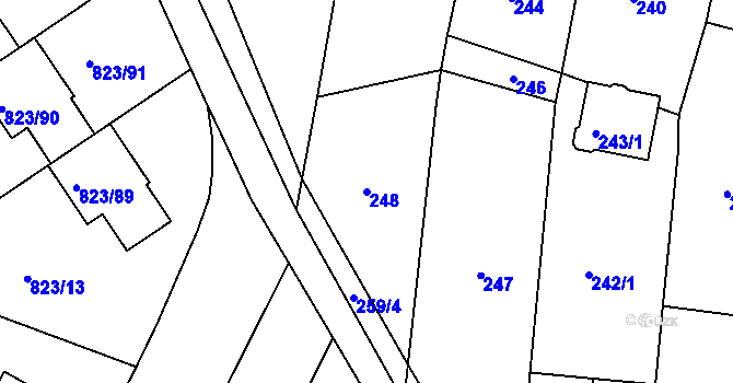 Parcela st. 248 v KÚ Lípa nad Dřevnicí, Katastrální mapa
