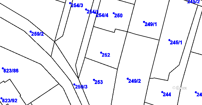 Parcela st. 252 v KÚ Lípa nad Dřevnicí, Katastrální mapa