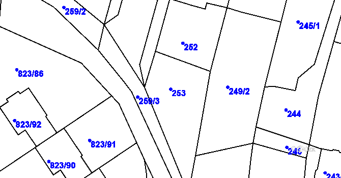 Parcela st. 253 v KÚ Lípa nad Dřevnicí, Katastrální mapa