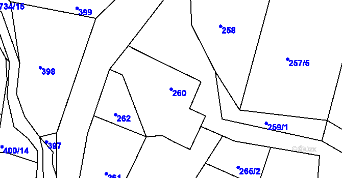 Parcela st. 260 v KÚ Lípa nad Dřevnicí, Katastrální mapa