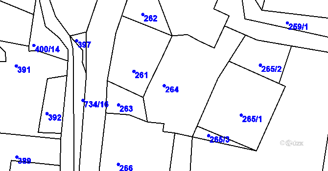 Parcela st. 264 v KÚ Lípa nad Dřevnicí, Katastrální mapa