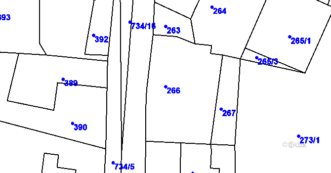 Parcela st. 266 v KÚ Lípa nad Dřevnicí, Katastrální mapa