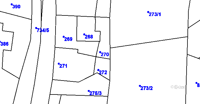 Parcela st. 270 v KÚ Lípa nad Dřevnicí, Katastrální mapa