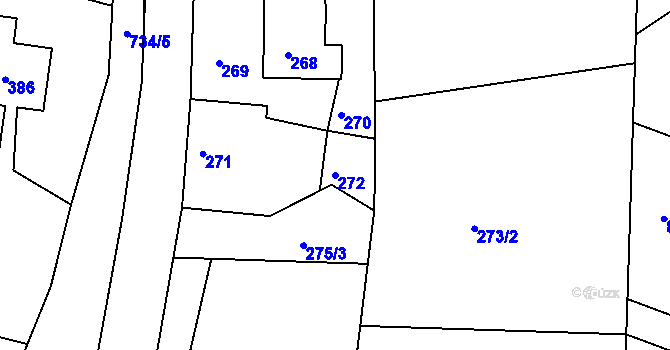 Parcela st. 272 v KÚ Lípa nad Dřevnicí, Katastrální mapa