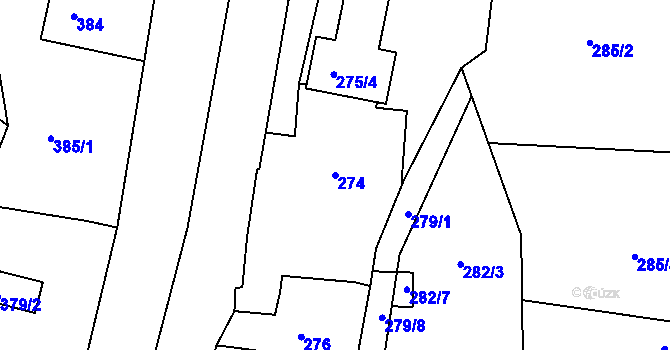 Parcela st. 274 v KÚ Lípa nad Dřevnicí, Katastrální mapa