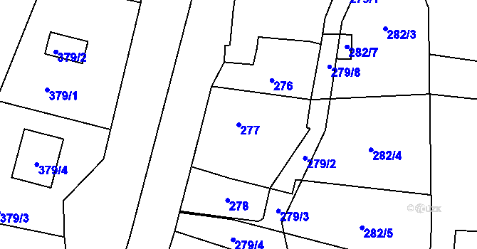 Parcela st. 277 v KÚ Lípa nad Dřevnicí, Katastrální mapa