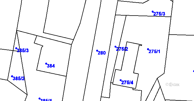 Parcela st. 280 v KÚ Lípa nad Dřevnicí, Katastrální mapa