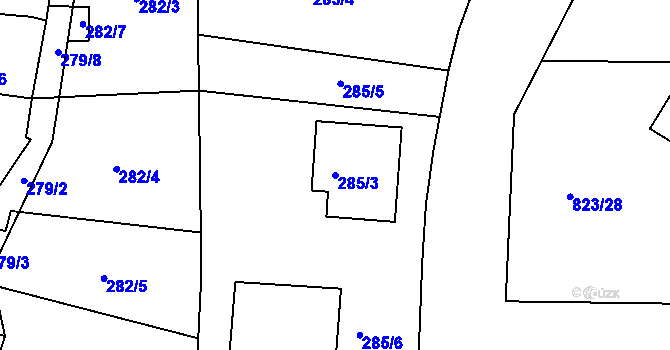 Parcela st. 285/3 v KÚ Lípa nad Dřevnicí, Katastrální mapa