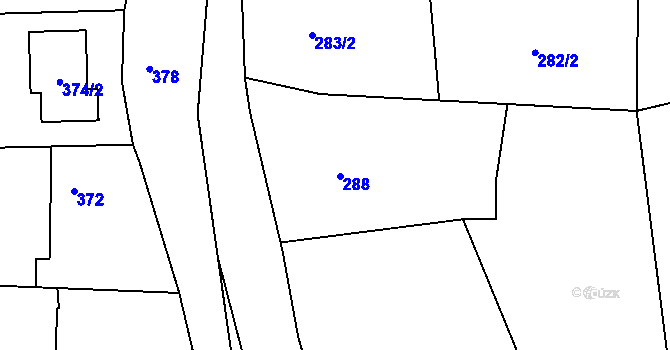 Parcela st. 288 v KÚ Lípa nad Dřevnicí, Katastrální mapa