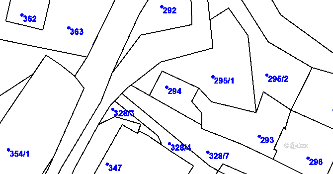 Parcela st. 294 v KÚ Lípa nad Dřevnicí, Katastrální mapa
