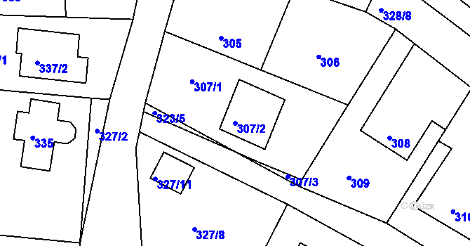 Parcela st. 307/2 v KÚ Lípa nad Dřevnicí, Katastrální mapa