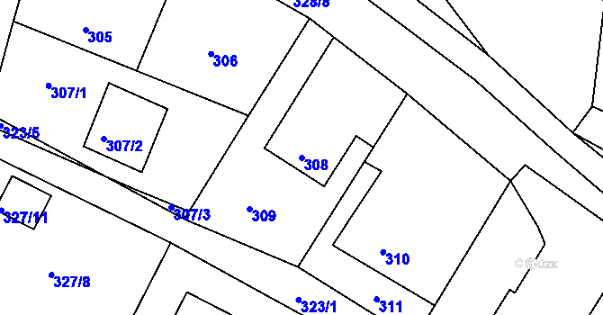 Parcela st. 308 v KÚ Lípa nad Dřevnicí, Katastrální mapa