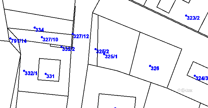 Parcela st. 325/1 v KÚ Lípa nad Dřevnicí, Katastrální mapa