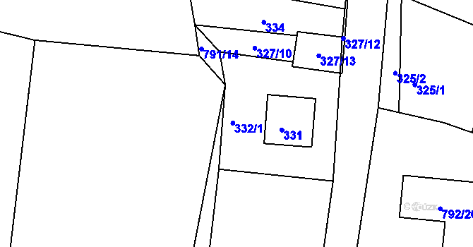 Parcela st. 332 v KÚ Lípa nad Dřevnicí, Katastrální mapa