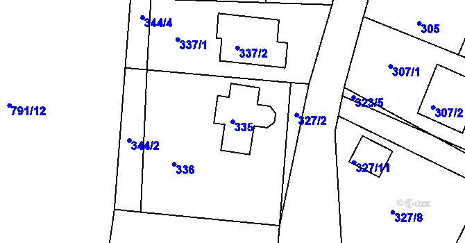 Parcela st. 335 v KÚ Lípa nad Dřevnicí, Katastrální mapa