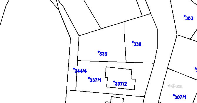 Parcela st. 339 v KÚ Lípa nad Dřevnicí, Katastrální mapa