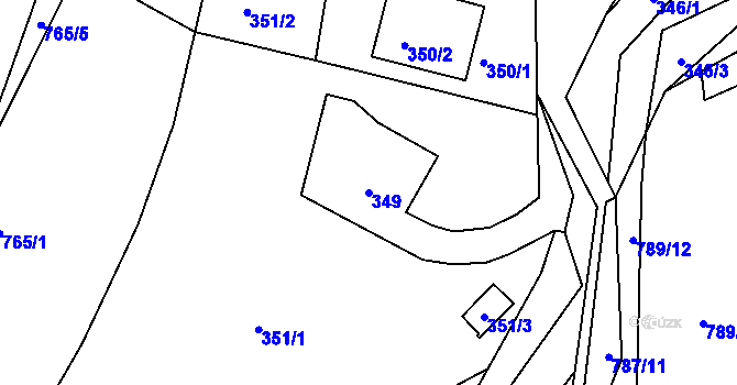 Parcela st. 349 v KÚ Lípa nad Dřevnicí, Katastrální mapa