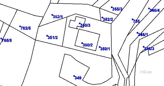 Parcela st. 350/2 v KÚ Lípa nad Dřevnicí, Katastrální mapa