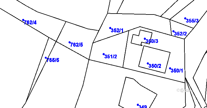 Parcela st. 351/2 v KÚ Lípa nad Dřevnicí, Katastrální mapa