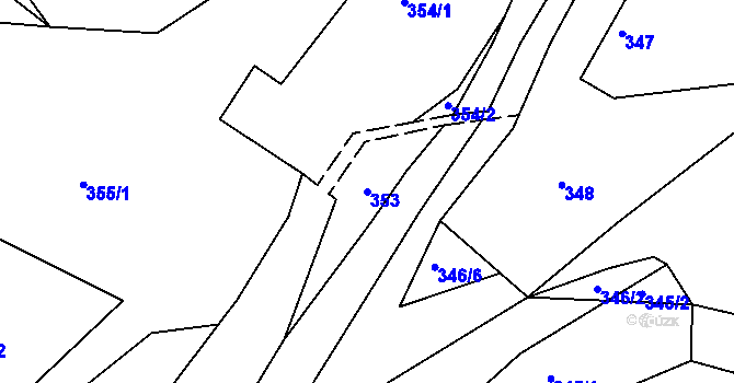Parcela st. 353 v KÚ Lípa nad Dřevnicí, Katastrální mapa