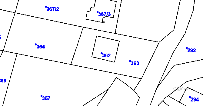 Parcela st. 362 v KÚ Lípa nad Dřevnicí, Katastrální mapa