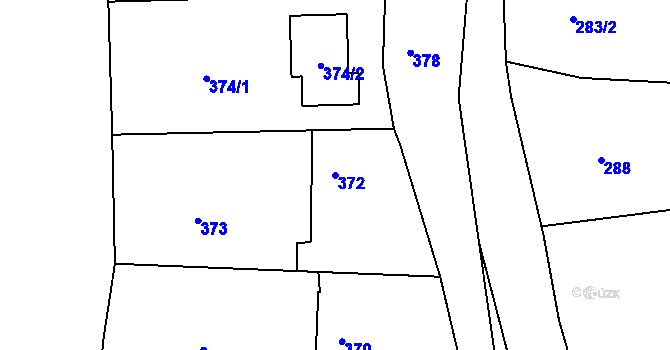 Parcela st. 372 v KÚ Lípa nad Dřevnicí, Katastrální mapa