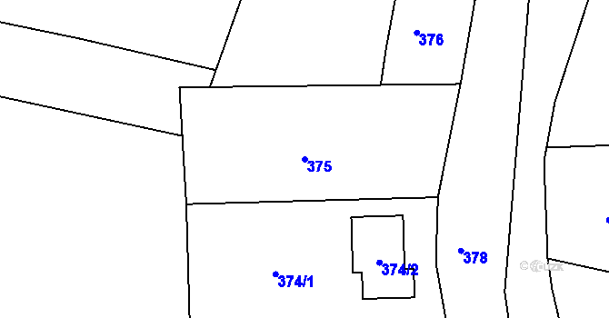 Parcela st. 375 v KÚ Lípa nad Dřevnicí, Katastrální mapa