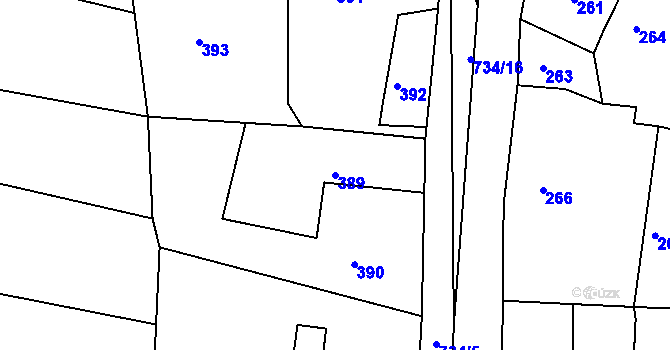 Parcela st. 389 v KÚ Lípa nad Dřevnicí, Katastrální mapa
